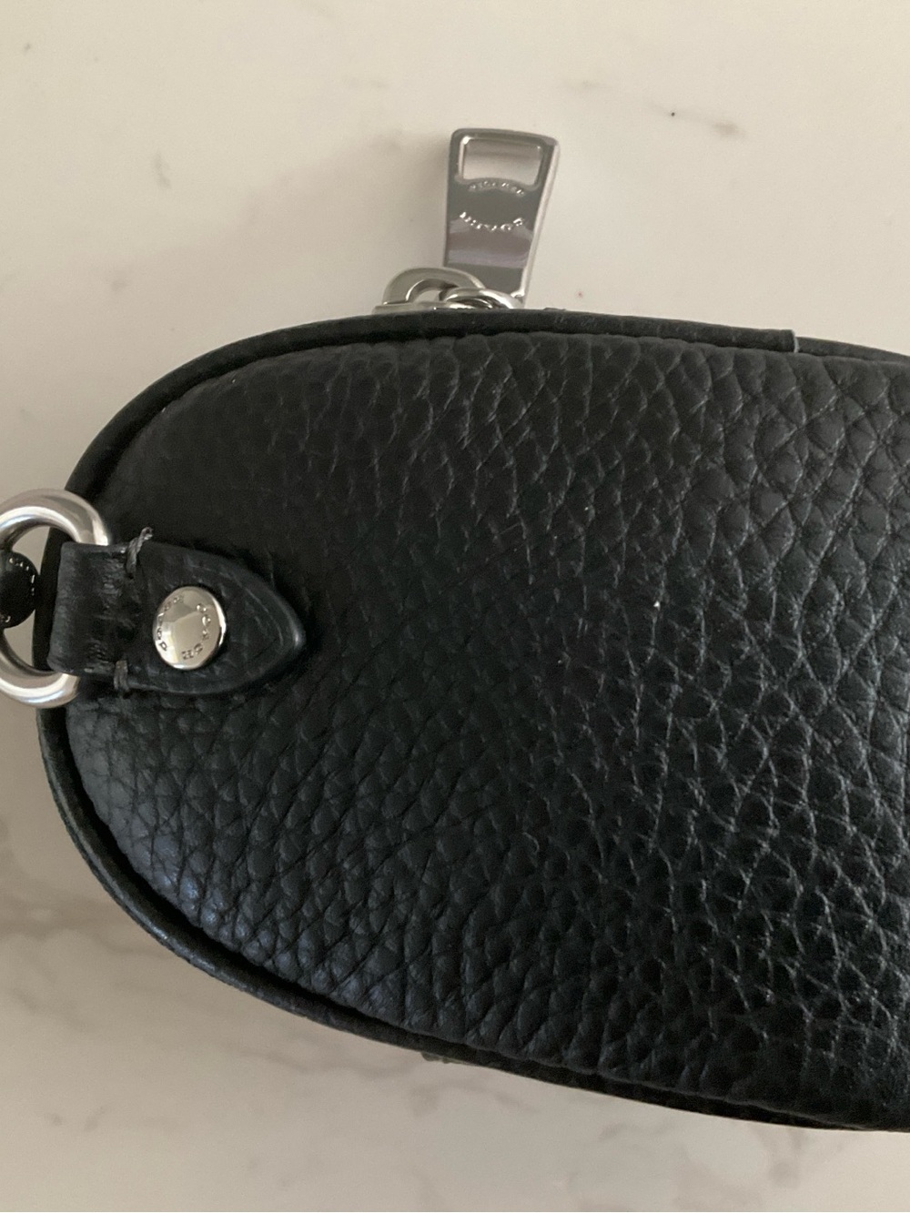 Coach Black Pebbled Leather Zip Pouch with Silver Hardware